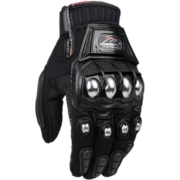 Men's Black Outdoor Reinforced Knuckle Motorbike Power Sports Safety Gloves - Picture 4 of 8